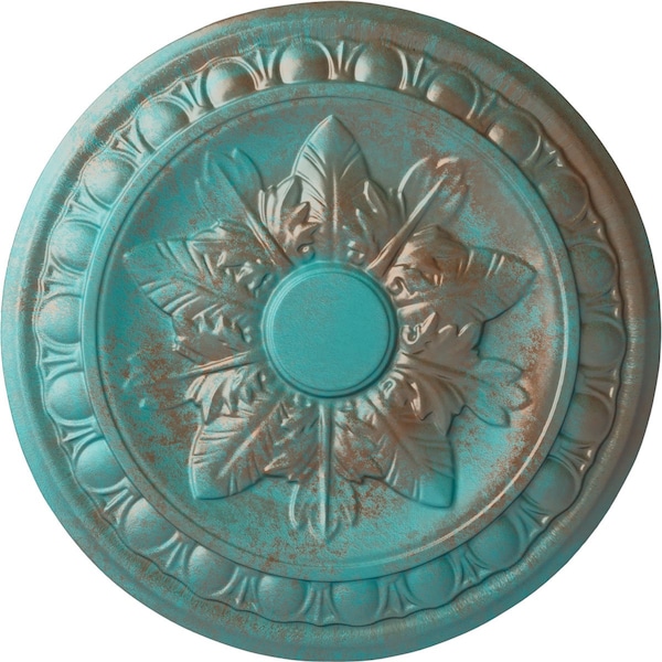 Ekena Millwork Exeter Ceiling Medallion (Fits Canopies up to 3 1/8"), 17 3/4"OD x 1 1/8"P, Copper Green Patina CM17EXCGS - main